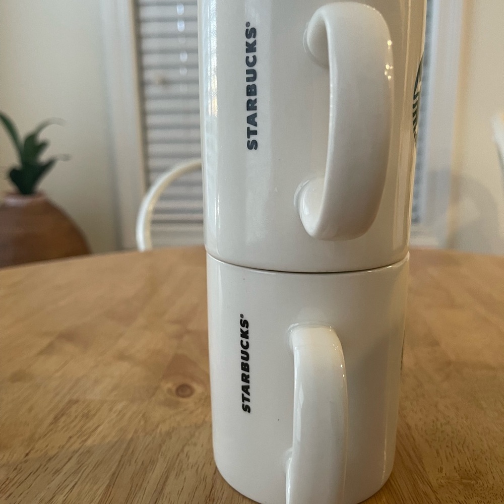 Starbucks Siren Logo White Coffee Mugs 2-12oz - Picture 3 of 11